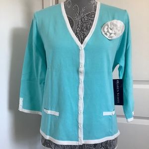 NWT Karen Scott Women's cardigan with Brooch, Size L
